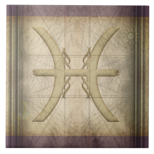 Pisces Zodiac Sign Tegeltje (Voorkant)
