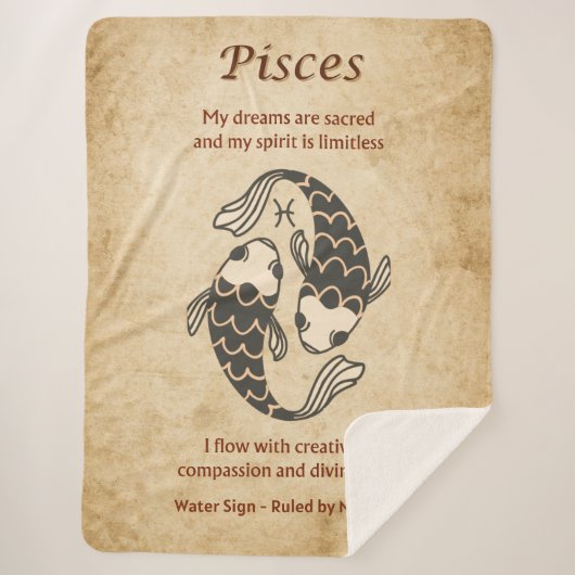 Pisces Zodiac Sign with Affirmations Sherpa Deken (Voorkant)