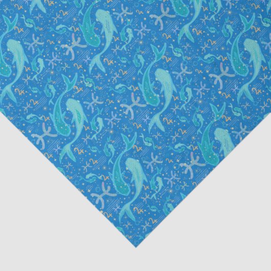 Pisces zodiac sign zee blauw modern tissuepapier (Detail)