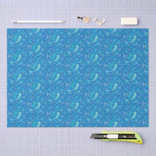 Pisces zodiac sign zee blauw modern tissuepapier (Craft)