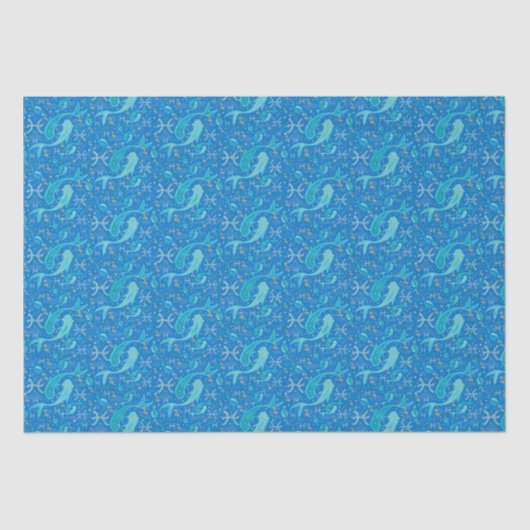 Pisces zodiac sign zee blauw modern tissuepapier (Voorkant)