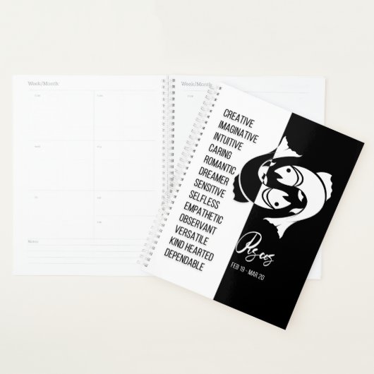 Pisces Zodiac Sign., zwart-wit Planner (Display)