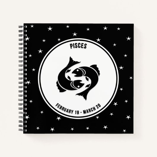 Pisces Zodiac Sign., Zwart-witboek Notitieboek (Voorkant)