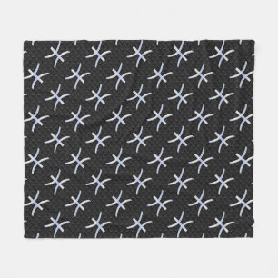 Pisces Zodiac Silver Symbol Black Snake Skin style Fleece Deken