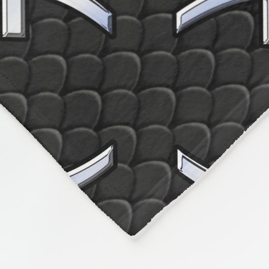 Pisces Zodiac Silver Symbol Black Snake Skin style Fleece Deken (Hoek)
