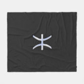 Pisces Zodiac Silver Symbol Black Snake Skin style Fleece Deken (Voorkant (Horizontaal))