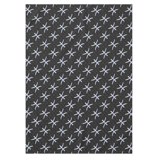 Pisces Zodiac Silver Symbol Black Snake Skin style Tafelkleed (Voorkant)