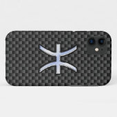 Pisces Zodiac Silver Symbol Carbon Style Case-Mate iPhone Case (Achterkant (horizontaal))