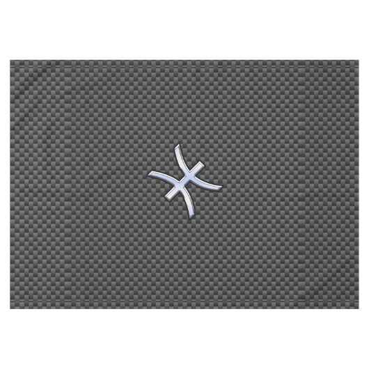 Pisces Zodiac Silver Symbol Carbon Style Tafelkleed (Voorkant (Horizontaal))