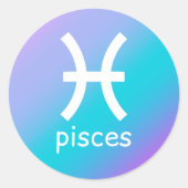 Pisces Zodiac Star Sign Astrology Blue Gradient Ronde Sticker (Voorkant)