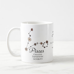 Pisces Zodiac Star Sign Flower Constellation Koffiemok