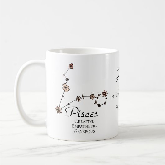 Pisces Zodiac Star Sign Flower Constellation Koffiemok (Links)