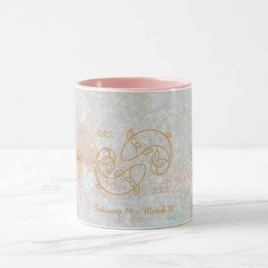 Pisces Zodiac Star Sign Galaxy Monogram Glitter Mok (Midden)