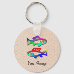 Pisces Zodiac Star Sign Rainbow Fish Keyring Sleutelhanger