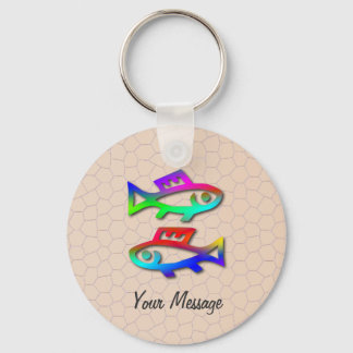 Pisces Zodiac Star Sign Rainbow Fish Keyring Sleutelhanger