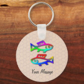 Pisces Zodiac Star Sign Rainbow Fish Keyring Sleutelhanger (Voorkant)