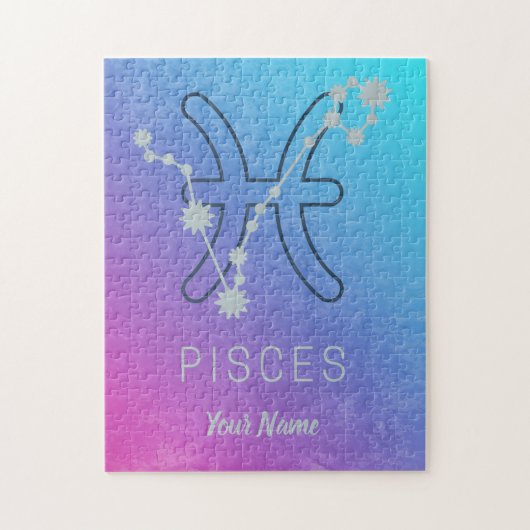 Pisces Zodiac Star Sign Waterverf Horoscope Legpuzzel (Verticaal)
