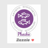 Pisces Zodiac Star Traits Paarse Sticker (Vel)