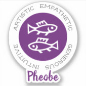 Pisces Zodiac Star Traits Paarse Sticker (Voorkant)