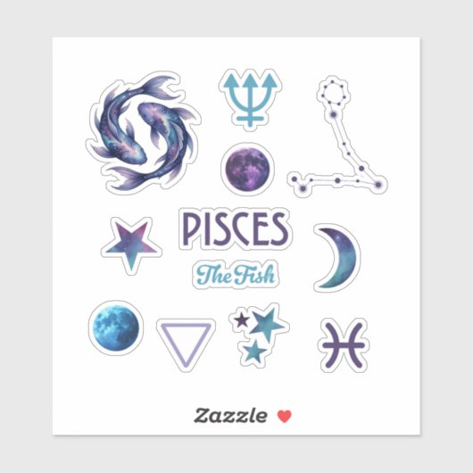 Pisces Zodiac Sticker Collection (Vel)