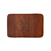 Pisces Zodiac Symbol Brown Mahogany wood style Badmat (Voorkant)