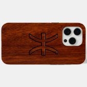 Pisces Zodiac Symbol Brown Mahogany wood style Case-Mate iPhone Case (Achterkant (horizontaal))