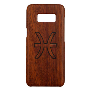 Pisces Zodiac Symbol Brown Mahogany wood style Case-Mate Samsung Galaxy S8 Hoesje