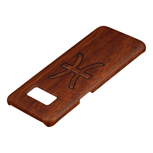 Pisces Zodiac Symbol Brown Mahogany wood style Case-Mate Samsung Galaxy Hoesje (Onderkant)