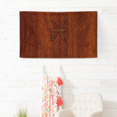 Pisces Zodiac Symbol Brown Mahogany wood style Spandoek (Insitu)
