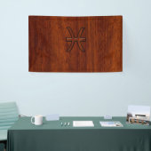 Pisces Zodiac Symbol Brown Mahogany wood style Spandoek (Beurs)