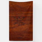 Pisces Zodiac Symbol Brown Mahogany wood style Spandoek (Verticaal)