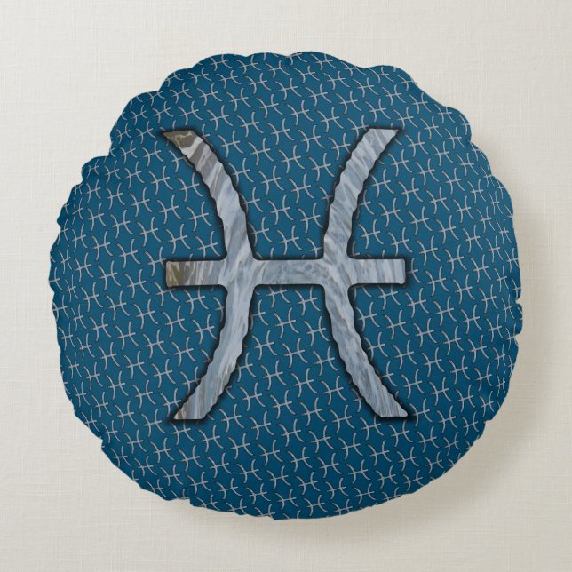Pisces Zodiac Symbol Element van Kenneth Yoncich Rond Kussen (Voorkant)