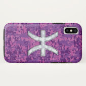 Pisces Zodiac Symbol Fuchsia Digital Camouflage Case-Mate iPhone Case (Achterkant (horizontaal))