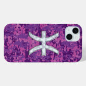 Pisces Zodiac Symbol Fuchsia Digital Camouflage Case-Mate iPhone Case (Achterkant (horizontaal))