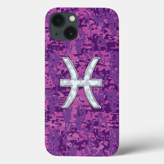 Pisces Zodiac Symbol Fuchsia Digital Camouflage Case-Mate iPhone Case (Achterkant)