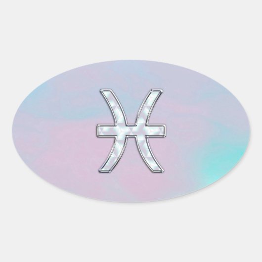 Pisces Zodiac Symbol Moeder van het Pareldecor Ovale Sticker (Voorkant)