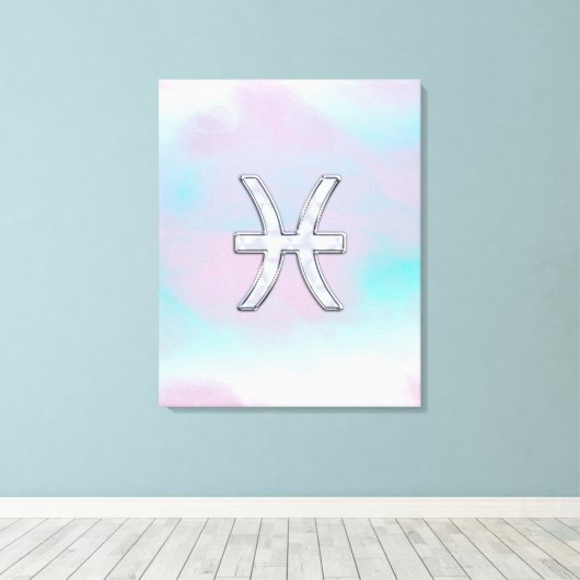 Pisces Zodiac Symbol Moeder van stijl Pearl Canvas Afdruk (Insitu (Houten vloer))