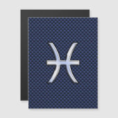 Pisces Zodiac Symbol Navy Blue Carbon Fiber Print (Voorkant / Achterkant)