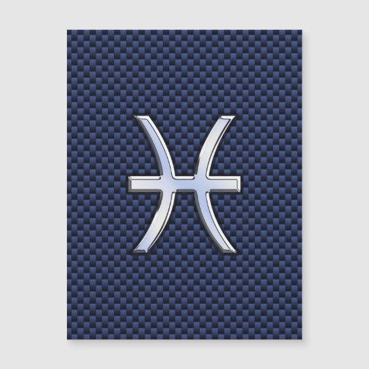Pisces Zodiac Symbol Navy Blue Carbon Fiber Print (Voorkant)