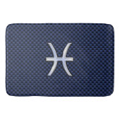 Pisces Zodiac Symbol Navy Blue Carbon Fiber Print Badmat (Voorkant)