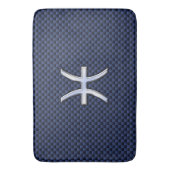 Pisces Zodiac Symbol Navy Blue Carbon Fiber Print Badmat (Voorkant Verticaal)