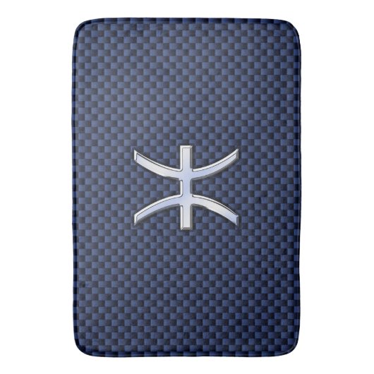 Pisces Zodiac Symbol Navy Blue Carbon Fiber Print Badmat (Voorkant Verticaal)
