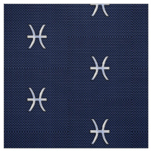Pisces Zodiac Symbol Navy Blue Carbon Fiber Print Stof