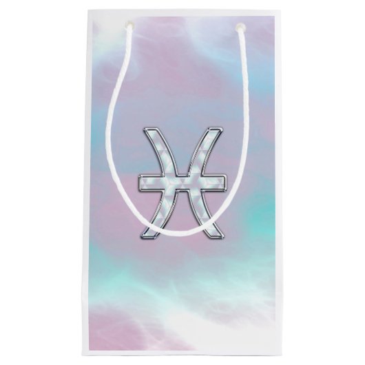 Pisces Zodiac Symbol Pastel Moeder van parelstijl Klein Cadeauzakje (Voorkant)