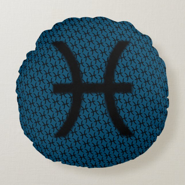 Pisces Zodiac Symbol Standard van Kenneth Yoncich Rond Kussen (Voorkant)