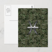 Pisces Zodiac Symbol Woodland Digital Camouflage Briefkaart (Voorkant / Achterkant)