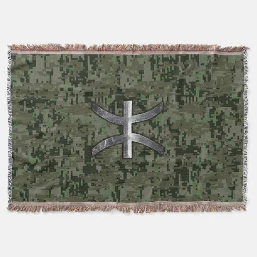 Pisces Zodiac Symbol Woodland Digital Camouflage Deken (Voorkant)