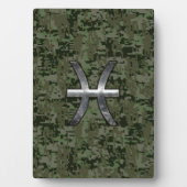 Pisces Zodiac Symbol Woodland Digital Camouflage Fotoplaat (voorkant)