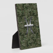 Pisces Zodiac Symbol Woodland Digital Camouflage Fotoplaat (Zijkant)