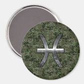 Pisces Zodiac Symbol Woodland Digital Camouflage Magneet (Voorkant / Achterkant)